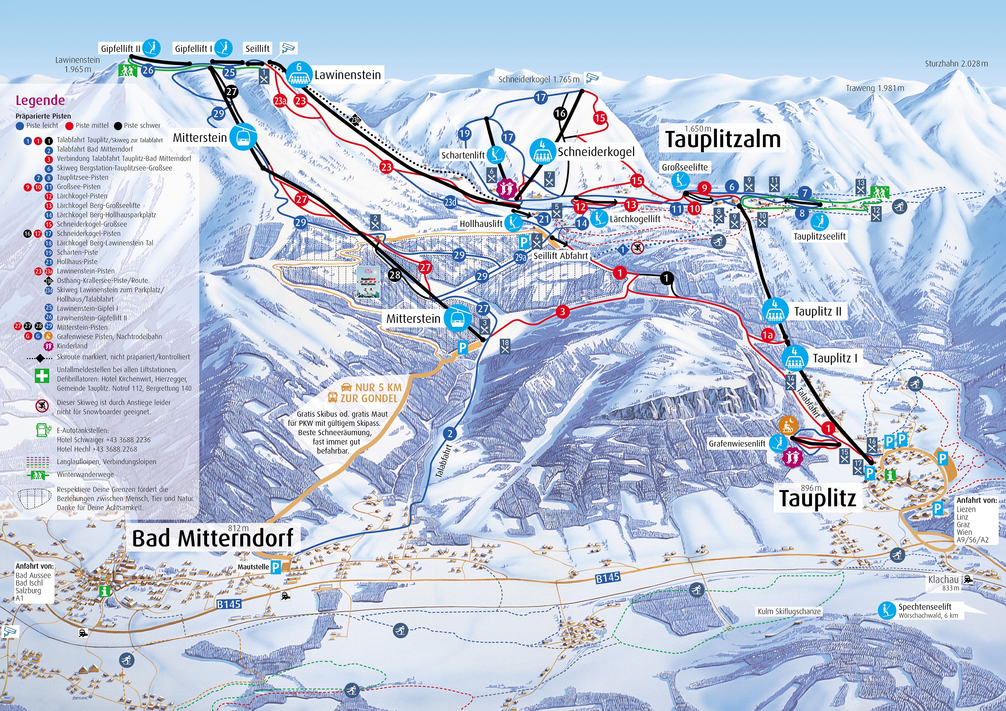 Trail map of the ski resort Tauplitz – Bad Mitterndorf