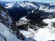 View of San Martino di Castrozza from the Rosetta