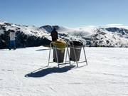Waste bins in the ski area