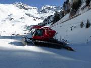 The snow groomer is ready for use.