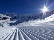 Groomed slope in the Hohsaas ski area