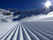 Groomed slope in the Hohsaas ski area