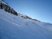 Challenging slopes and unsecured terrain on the Marmolada