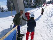 At the platter lift, assistance is always provided when getting on.