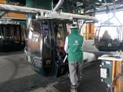 Skis are placed when boarding the gondola lift