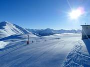 Panorama lift at the peak with sunshine