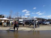 Resort shuttle buses in the Sunday River ski area