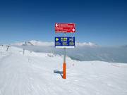 Slope signage in the ski area