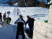 The bar is handed to guests at the platter lift.