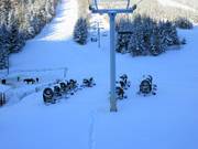 The snow cannons at Sun Peaks are waiting for their next use.