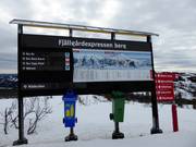 Slope map with slope signage in the Åre ski area