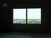 View out the window in the upper part of the ski hall