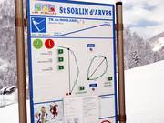 Information board at the valley station of the Mollard drag lift