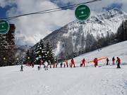 Ski school meeting point in Le Corbier