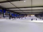 View of the slope in the Snowplanet indoor ski area