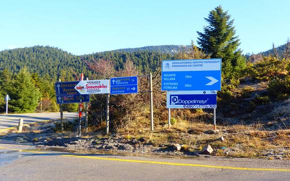 Greece: access to ski resorts and parking at ski resorts – Access, Parking Mount Parnassos – Fterolakka/Kellaria