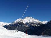 Snowmaking with lances towards Sent