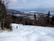 Challenging mogul slope with a view of the Saint Lawrence River