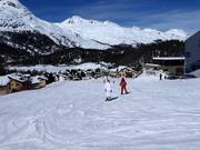 Beginner lift Cristins at the Corvatsch valley station Surlej