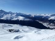 View from Jakobshorn over the ski area