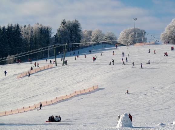 View of the wide ski slope of Donnstetten