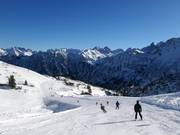 Easy slopes at the top of the ski area