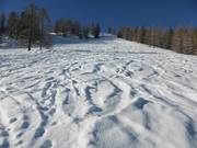 Deep-snow slope below Alp Pradame