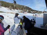 At the village lift, the bar is handed to you.