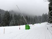 Extensive snowmaking on the slopes
