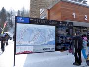 Detailed information board at the valley station of the gondola lift