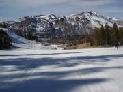 Perfect slope grooming in the June Mountain ski area