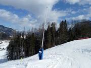 Snowmaking with snow lances in the Tirolina ski area