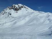 View of the slopes at the Marmottes chairlift in Val d'Isère