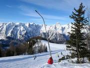 Snowmaking with lances in the Hinterstoder ski resort