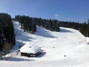 View of the drag lifts and slopes at Notschrei