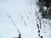 Snowmaking with snow lances in the Tirolina ski area