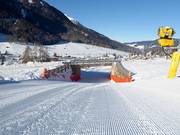 Groomed slope in the Drei Zinnen Dolomites ski resort