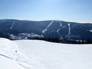 View from Medvědín to the slopes at Pláň and Hromovka