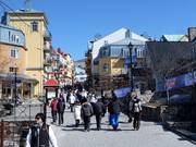The attractive village at the bottom of the mountain