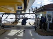 Staff is present at the chairlift