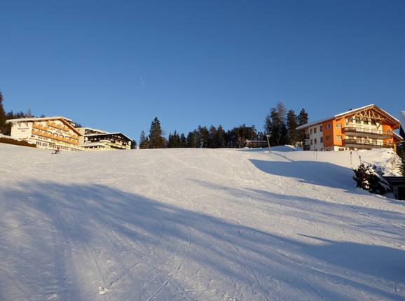 View of the ski slope at the Hinterfeldlift in Mösern