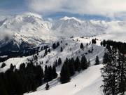 The Megève ski area with Mont Blanc