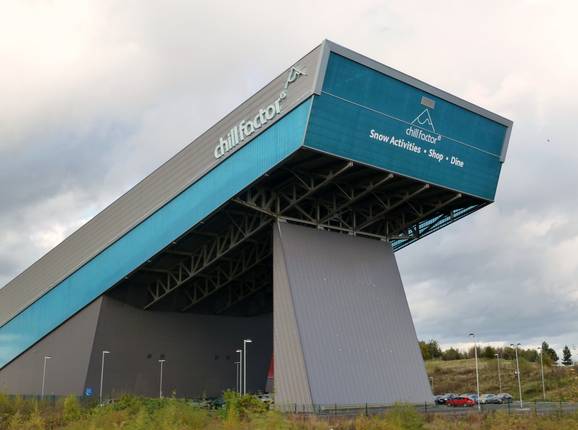 The Snow Centre Manchester ski hall from the outside