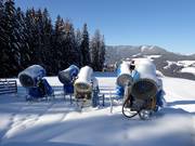 Snow cannons are waiting to be used