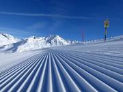Perfectly groomed slope at Gemsstock