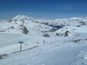 View from the Grande Motte Glacier to Tignes