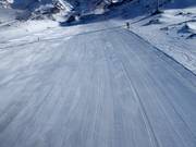 Groomed slope in the Hohsaas ski area