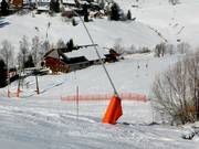Stationary lance snowmaking at the Stübenwasen lift