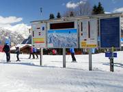 Right next to the mountain station of the gondola lift, there is a large display board.