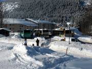 The ski bus stop at the valley station of the Iselerbahn